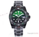 Swiss Quality Rolex DiW Submariner Parakeet Green Ombre Black Case watch Citizen Movement